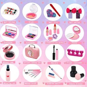 Kids Makeup Kit for Girl, Real Washable Makeup Set for Kids, Toddler Makeup Kit , Princess Dress Up Pretend Play Birthday Girls Gift Toys for Girl Aged 4 5 6 7 8 Year Old