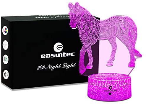 Easuntec Horse Gifts for Girls,Horse Toys Night Lights for Kids with Timer & 7 2 