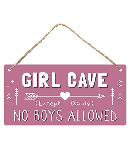 Girl Cave Sign, Girls Room Decorations for Bedroom, 12?x6? PVC Plastic Decoration Hanging Sign, High Precision Printing, Water Proof, Kids Room Signs for Door, No Boys Allowed Sign, Room Decor ?