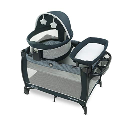 Graco Pack 'n Play Travel Dome LX Playard | Includes Portable Bassinet, Full-Size Infant Bassinet, and Diaper Changer, Leyton