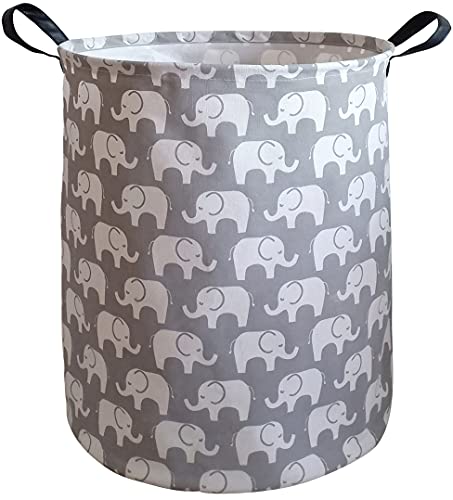 KUNRO Large Sized Storage Basket Waterproof Coating Organizer Bin Laundry Hamper for Nursery Clothes Toys (Elephant)