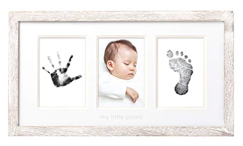 Pearhead My First Year Photo Moments Baby Keepsake Frame, Babyprints Rustic Frame, Gender Neutral Nursery Décor for Baby Girl or Baby Boy, Wood
