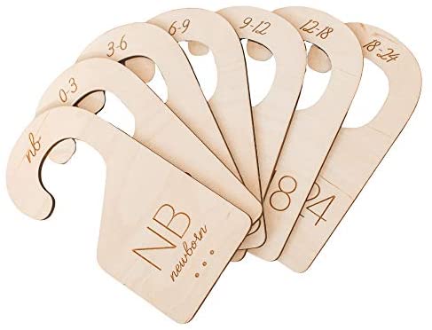 White Loft Baby Closet Size Dividers Baby Closet Organizer – & Durable Birch Baby Closet Dividers from Newborn to 24 Months – Timeless Etched Design for Any Nursery Decor (Set of 7)